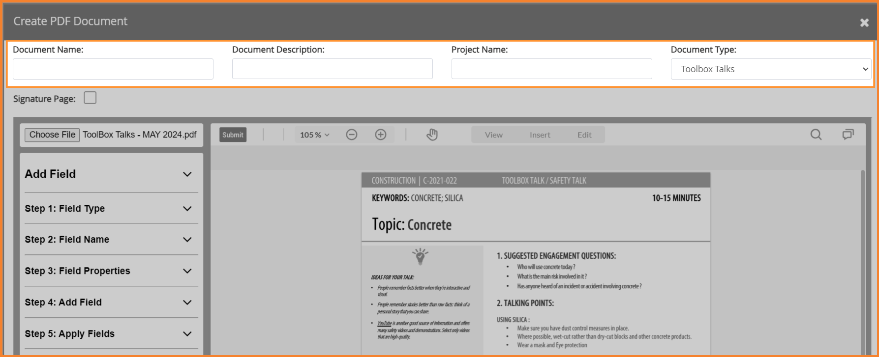 How to Create a Toolbox Talk and Assign it to a Project – SkillSignal ...
