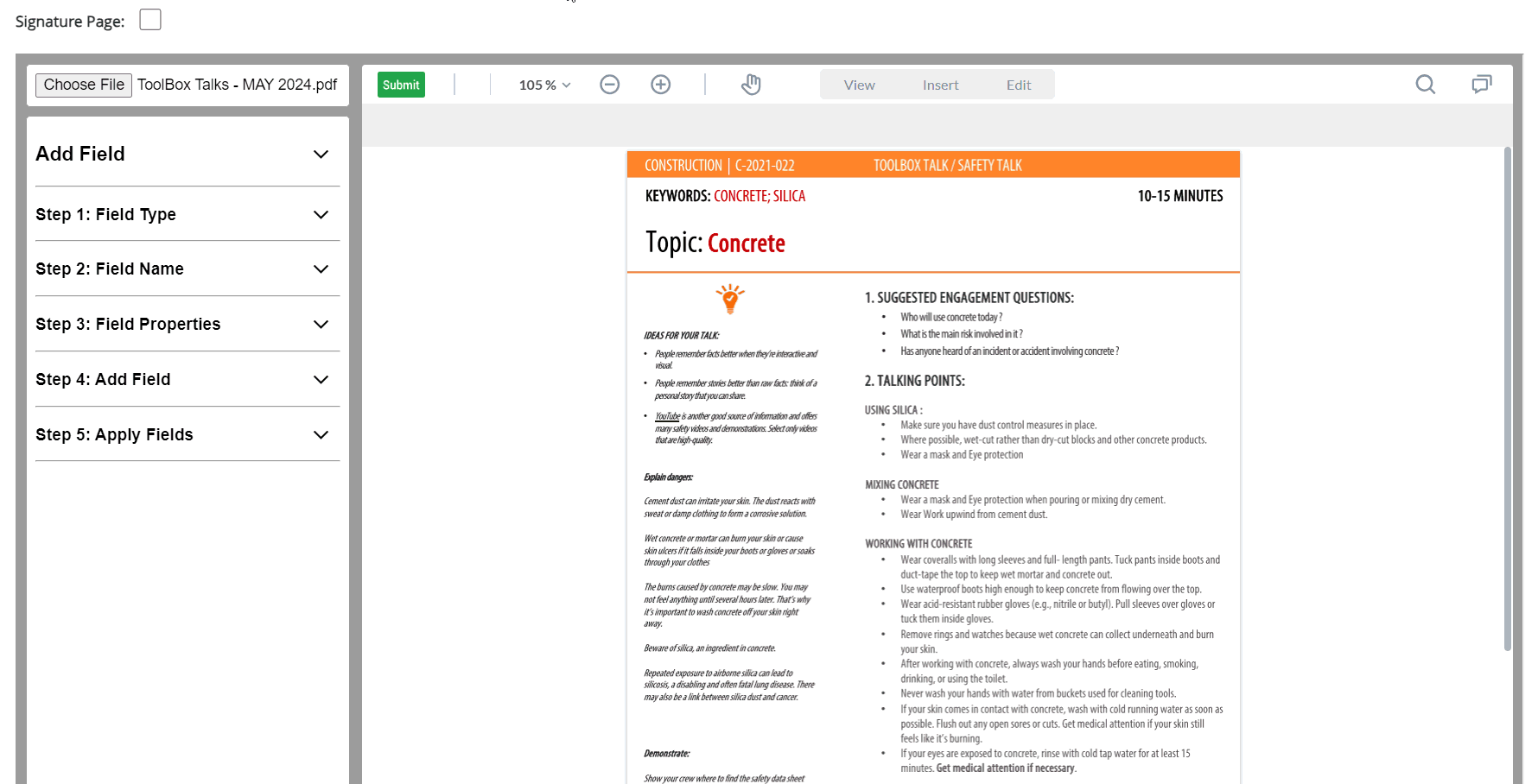 How to Create a Toolbox Talk and Assign it to a Project – SkillSignal ...